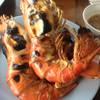 กุ้งเผา ไซด์กลาง ที่ ร้านอาหาร ต้นน้ำ บางปะอิน