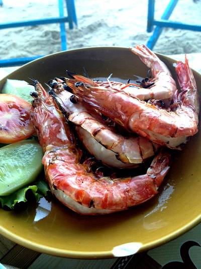 grilled prawns  ที่ ร้านอาหาร ร้านอาหารหัวหิน โกทิ
