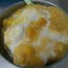 ไอศกรีมซุปข้าวโพด ถ้วยละ 30.- ที่ ร้านอาหาร ข้าวมันไก่ เจ้จู