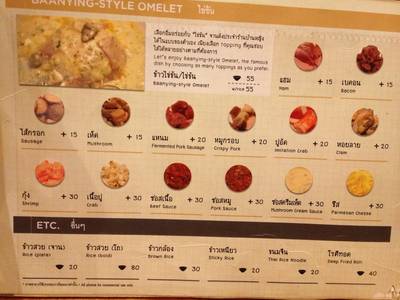 เมนูข้าวไข่ข้น ที่ ร้านอาหาร บ้านหญิง สยามสแควร์