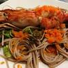 สลัดกุ้งแม่น้ำ พร้อมโซบะเย็นราดน้ำสลัดแบบญี่ปุ่น (สำหรับคนชอบทานหวาน) ที่ ร้านอาหาร Niche Cafe' The Nine The Nine