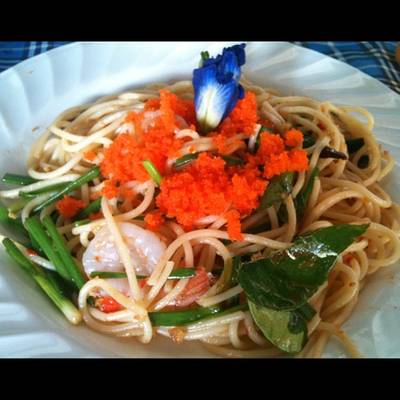 สปาเก็ตตี้ไข่กุ้ง อร่อยมาก แนะนำค่ะ ที่ ร้านอาหาร กุ๊กชม