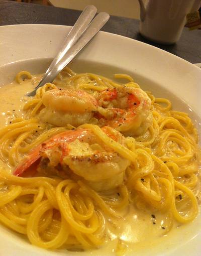 Spaghetti w/ Prawn and Aspagus Cream Sauce @194 ที่ ร้านอาหาร HAP de NOUS The Promenade