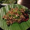 ลาบหมูคั่ว ที่ ร้านอาหาร บ้านไร่ยามเย็น