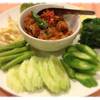 น้ำพริกกุ้งเสียบ ที่ ร้านอาหาร ระย้า
