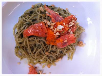 สปาเกตตี้แซลมอลรมควัน ที่ ร้านอาหาร Audrey Cafe & Bistro ทองหล่อ