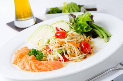 Papaya salad with salmon ที่ ร้านอาหาร German House Pure Place รามคำแหง