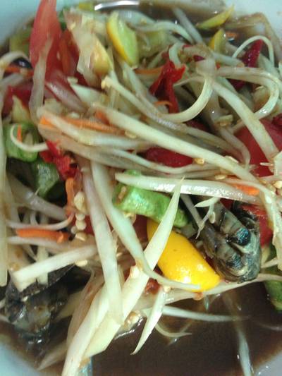 ตำปูปลาร้า ที่ ร้านอาหาร อีสานเฮ้าส์