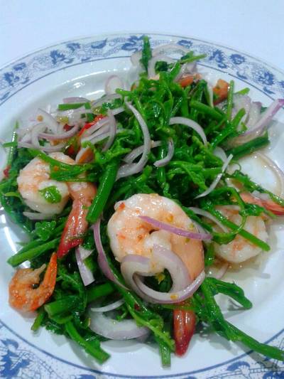 ยำผักกูด ที่ ร้านอาหาร ดีพร้อม ชลบุรี
