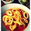 หมึกผัดไข่เค็ม ที่ ร้านอาหาร กินปู ซีฟู้ด