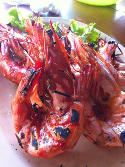 กุ้งเผาตัวโตๆ ที่ ร้านอาหาร สังเวียน ซีฟู๊ด