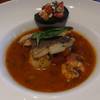 Caciucco Soup, Sea Bass, Salmon, Prawn, Black Bruschetta ที่ ร้านอาหาร Biscotti