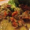 ยำปูทะเลดอง ไข่ทั้งนั้น แซบ อร่อย ที่ ร้านอาหาร บ้านน้ำเคียงดิน