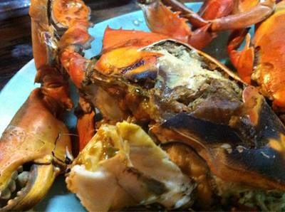 ปูไข่เผา ที่ ร้านอาหาร ร้านตังเก 1 ( เจ้ดำ )